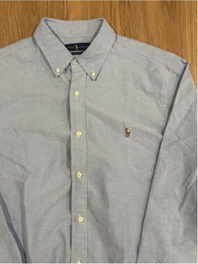 Polo Ralph Lauren Men Cotton Oxford Long Sleeve Classic Fit Blue Size XL TG E1